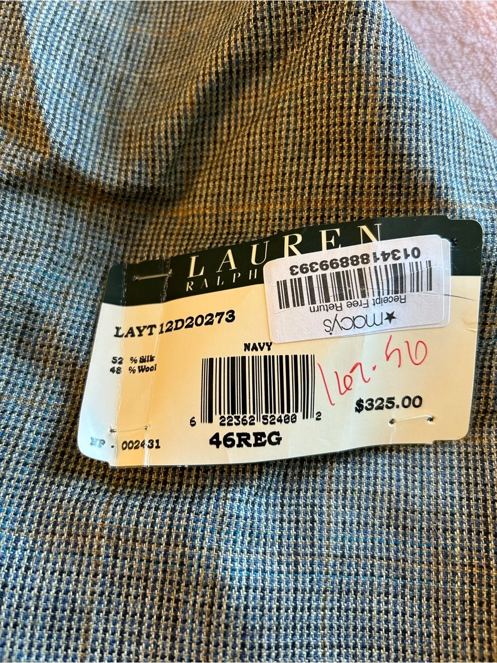 Lauren Ralph Lauren silk/wool blend men’s gray puppytooth print blazer size 46R